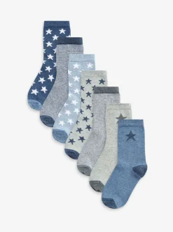 Étoiles bleues - Paquet de chaussettes en coton riche 7