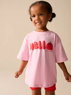 Tomate rose Personnage - Ensemble t-shirt à manches courtes et short cycliste (3mois7ans)