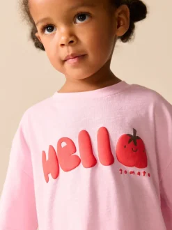 Tomate rose Personnage - Ensemble t-shirt à manches courtes et short cycliste (3mois7ans)