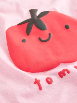 Tomate rose Personnage - Ensemble t-shirt à manches courtes et short cycliste (3mois7ans)