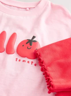 Tomate rose Personnage - Ensemble t-shirt à manches courtes et short cycliste (3mois7ans)