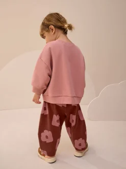 Tomate Rose/Marron - Ensemble Sweat-shirt et jogging Coupe ballon (3mois -7ans)