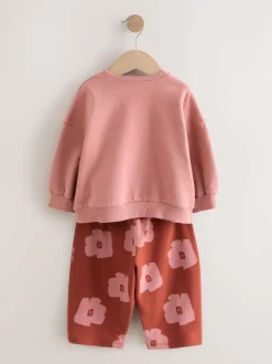 Tomate Rose/Marron - Ensemble Sweat-shirt et jogging Coupe ballon (3mois -7ans)