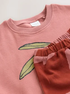 Tomate Rose/Marron - Ensemble Sweat-shirt et jogging Coupe ballon (3mois -7ans)