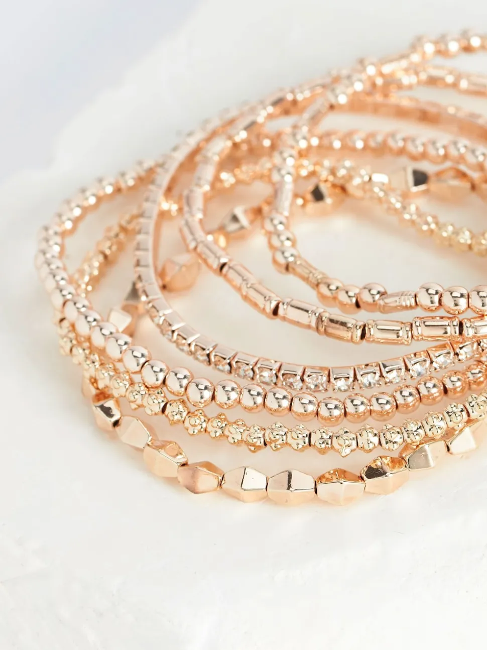 Ton d'or de rose - Lot de bracelets extensibles scintillants