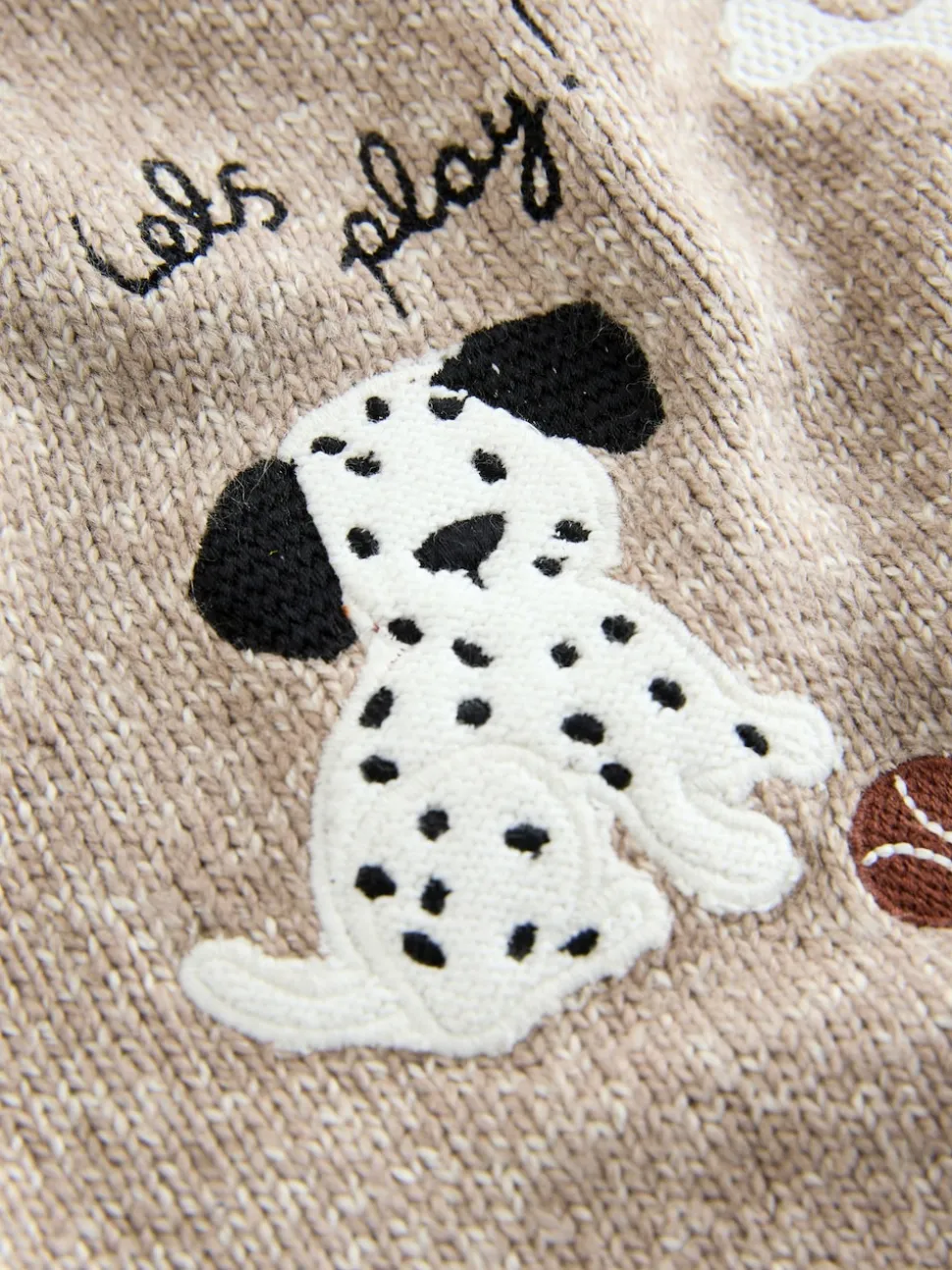 Ton neutre motif chiens - Pull col rond en maille (3mois-7ans)