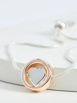 Ton or rose/ton argenté - Bracelet extensible à cœur