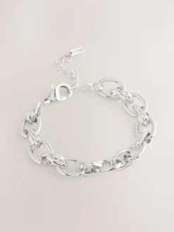 Tonalité argentée - Bracelet à grosse chaîne à maillons doubles