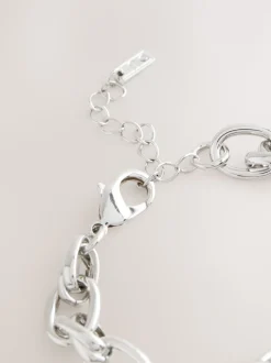 Tonalité argentée - Bracelet à grosse chaîne à maillons doubles