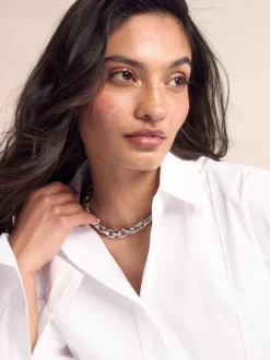 Tonalité argentée - Collier à double maillons et grosse chaîne