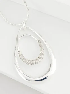 Tonalité argentée - Collier pavé ovale tourbillonnant