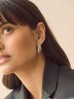 Tonalité argentée - Créoles doubles scintillantes