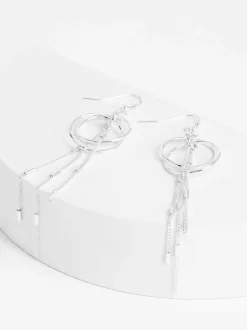 Tonalité argentée - Pendants d'oreilles chaîne et cercle