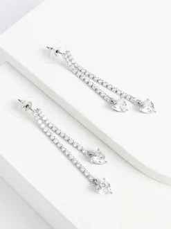 Tonalité argentée - Pendants d'oreilles cristaux