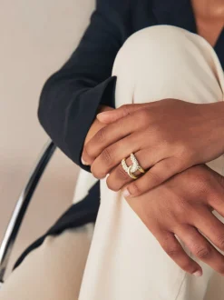 Tonalité d'or - Bague scintillante Interlink