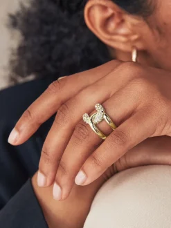 Tonalité d'or - Bague scintillante Interlink