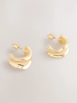 Tonalité d'or - Boucles d’oreilles larges petites créoles