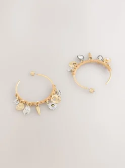 Tonalité d'or - Boucles d’oreilles créoles à breloque enveloppantes