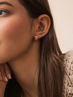 Tonalité d'or - Boucles d’oreilles mini feuille