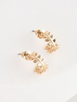 Tonalité d'or - Boucles d’oreilles mini feuille