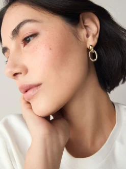 Tonalité d'or - Boucles d'oreilles Door Knocker Stud