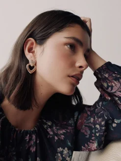 Tonalité d'or - Boucles d’oreilles Cœur Statement