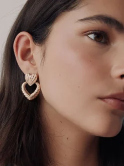 Tonalité d'or - Boucles d’oreilles Cœur Statement