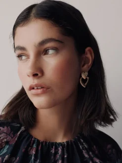 Tonalité d'or - Boucles d’oreilles Cœur Statement