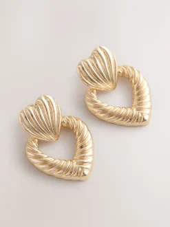 Tonalité d'or - Boucles d’oreilles Cœur Statement