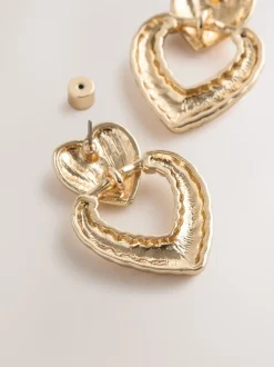 Tonalité d'or - Boucles d’oreilles Cœur Statement