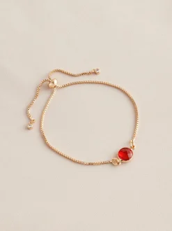 Tonalité d'or - Bracelet Birthstone à nœud coulissant