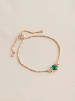 Tonalité d'or - Bracelet Birthstone à nœud coulissant