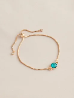 Tonalité d'or - Bracelet Birthstone à nœud coulissant