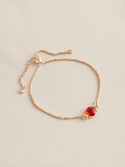 Tonalité d'or - Bracelet Birthstone à nœud coulissant