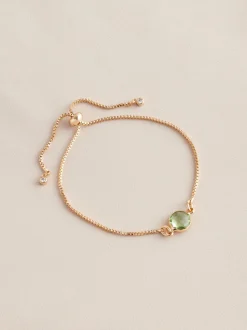 Tonalité d'or - Bracelet Birthstone à nœud coulissant