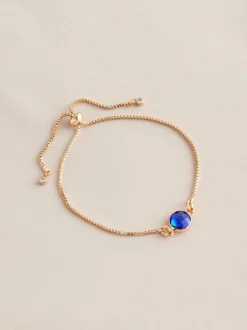 Tonalité d'or - Bracelet Birthstone à nœud coulissant