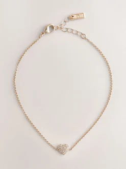 Tonalité d'or - Bracelet de cheville avec cœur pavé