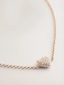 Tonalité d'or - Bracelet de cheville avec cœur pavé