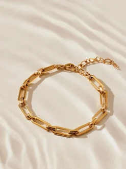 Tonalité d'or - Bracelet en acier inoxydable avec chaîne de trombones