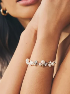 Tonalité d'or - Bracelet extensible effet perles scintillantes