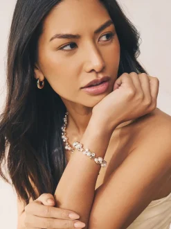 Tonalité d'or - Bracelet extensible effet perles scintillantes