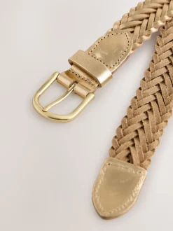 Tonalité d'or - Ceinture en cuir tressé à la main