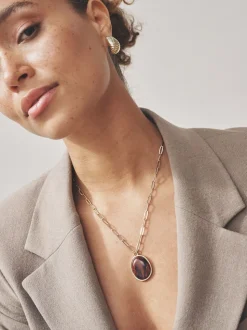 Tonalité d'or - Collier chaîne trombone en résine