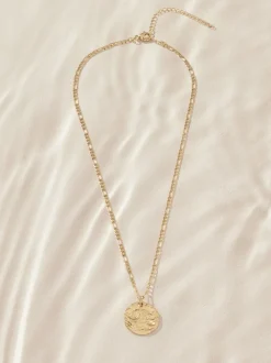 Tonalité d'or - Collier en acier inoxydable avec disque martelé