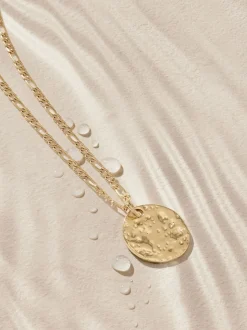 Tonalité d'or - Collier en acier inoxydable avec disque martelé