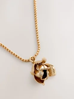 Tonalité d'or - Collier long à fleurs