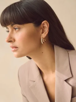 Tonalité d'or - Créoles doubles scintillantes