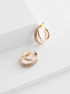 Tonalité d'or - Créoles doubles scintillantes