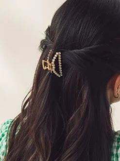 Tonalité d'or - Mini pince à griffes perle