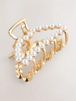 Tonalité d'or - Mini pince à griffes perle